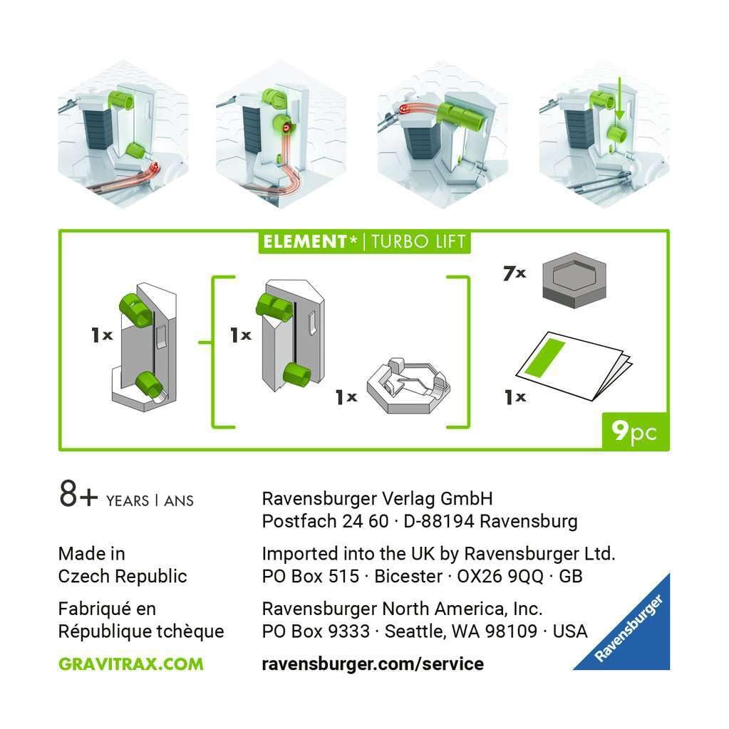 Ravensburger GraviTrax Element Turbo Lift 12020010 - Erweiterung für Deine Kugelbahn - Murmelbahn und Konstruktionsspielzeug ab 8 Jahre - 2
