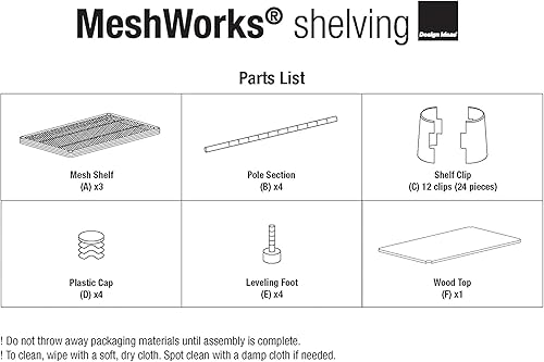 Miniatura 5 de Design Ideas MeshWorks - Estantería de metal para banco de trabajo con parte superior de madera, para almacenamiento de garaje y cocina, 35.4 x 17.7