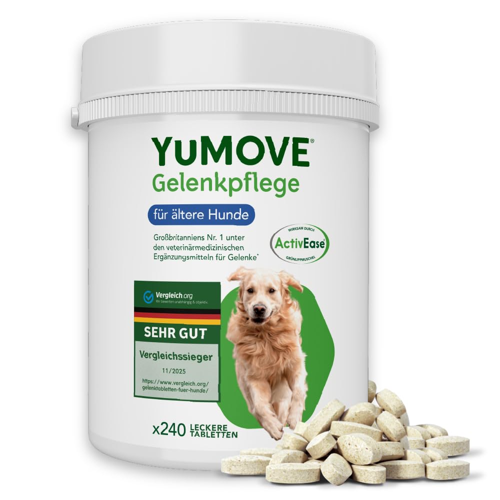 YuMOVE Gelenktabletten Hund Bis 5 Jahre 60 Stück - Patent Angemeldet ActivEase Grünlippmuschel Hund  Glucosamin Junge Hunde - Frühzeitige Unterstützung Gelenke  Beweglichkeit - Hunde Gelenktabletten