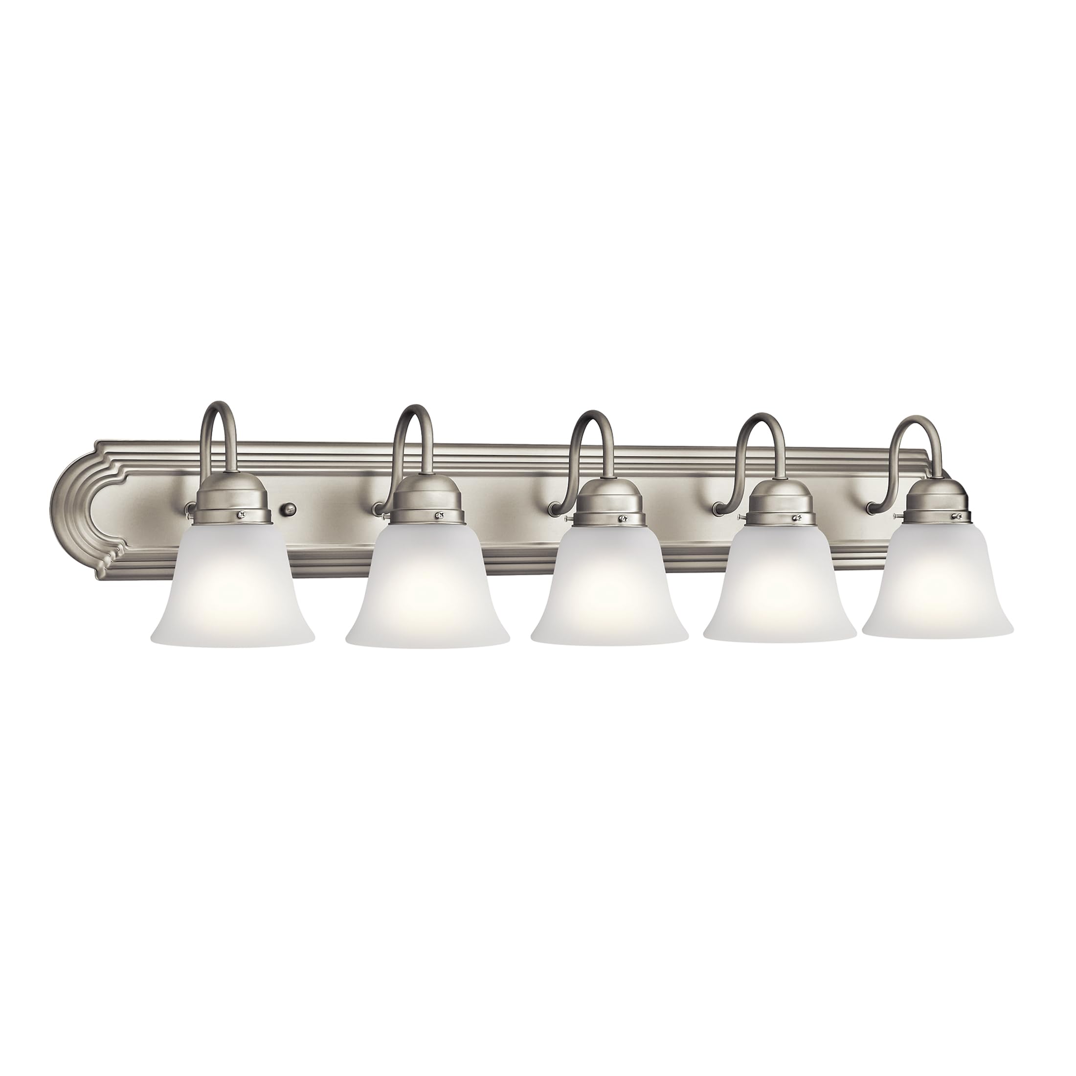 Kichler 36" 5-Light Vanity Bath Light in Brushed Nickel, Modern Bathroom Light with Clear Satin Etched Glass, (36" W x 8" H), 5339NIS