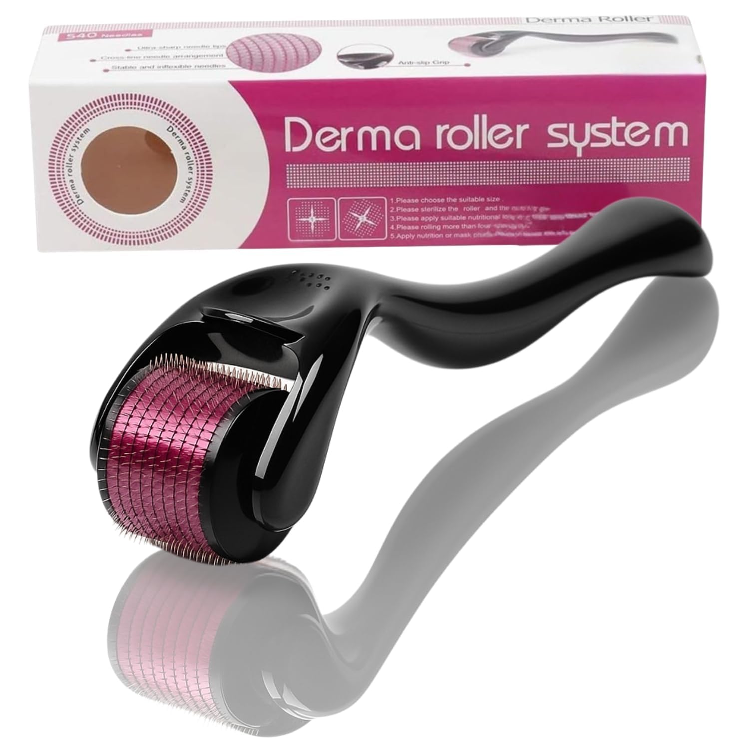 Derma Roller 0.5mm for Hair & Beard Growth | 540 Titanium Micro Needles for Hair Regrowth, Beard Growth, Acne Scar Reduction | Safe & Effective to Use for Men & Women (Black)-image-44