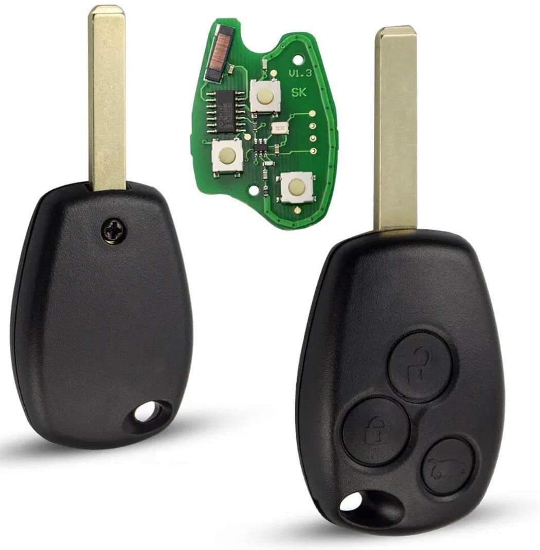 ProPlip Clé Complète Avec électronique à Programmer PLIP Kangoo Modus Clio Master Trafic Logan Sandero Duster Vivaro Movano 3 Boutons TELECOMMANDE