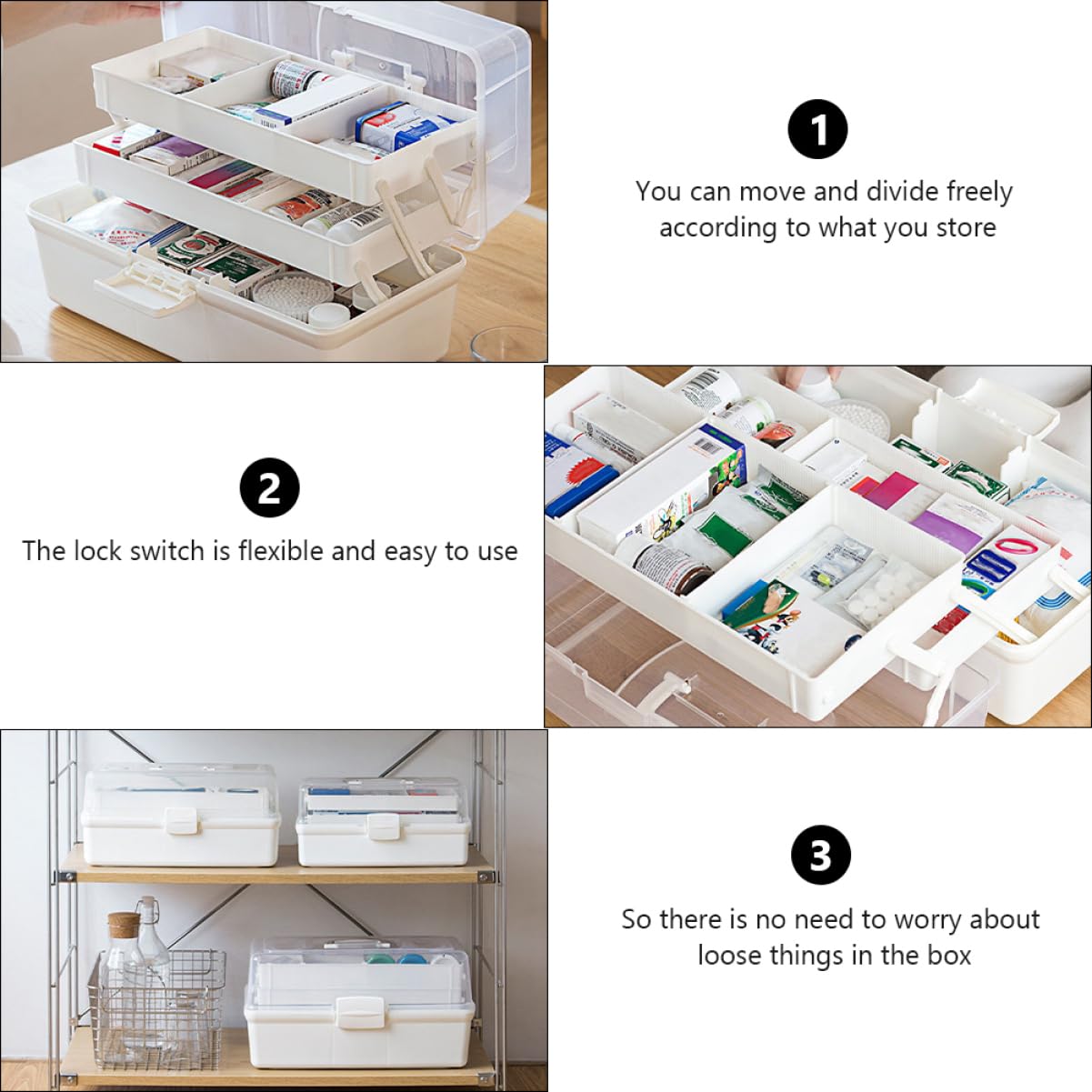 1pieza Caja Médica Portátil para Almacenamiento De Medicinas Botiquín De para y Escuela Gran Capacidad y Diseño De Compartimentos