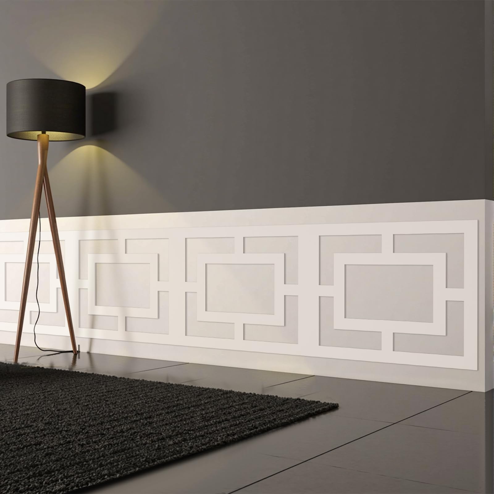 Photo 1 of ***RECOMENDE FOR PARTS/ HAS DAMAGED PIECES*** Pushglossy 6 Pcs Mid Century Wainscot Kit 3D Wall Panels Accent Wall Molding Panel Ready to Assemble Wainscoting Panel for Interior Moulding Decor, Installed with Glue Not Include, 30.7 x 23.6 inch