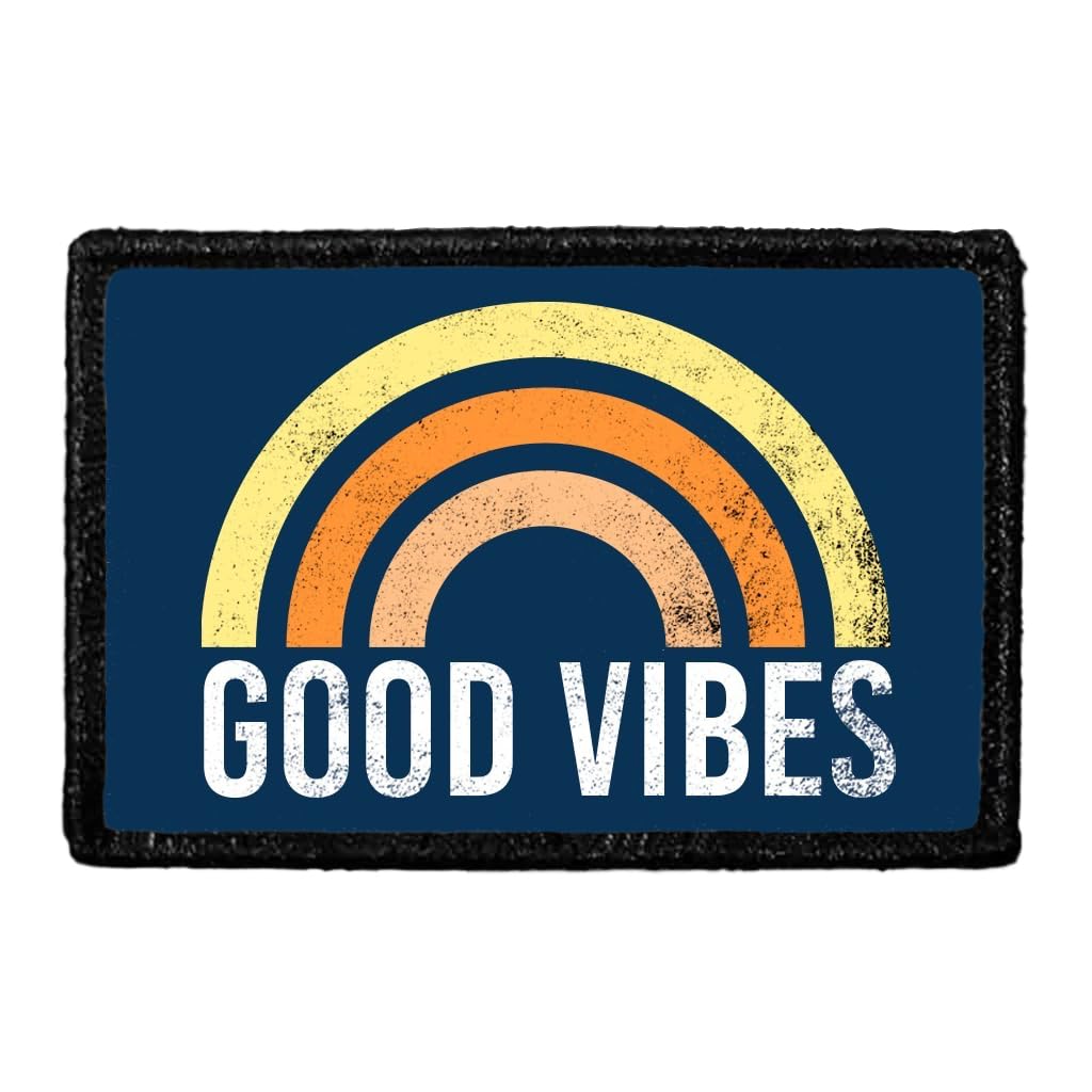 Good Vibes | Hook and Loop Attach for Hats, Jeans, Vest, Coat | 2x3 in | by Pull Patch