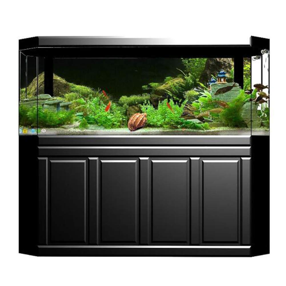 Effet 3D fond marin eau herbe affiche auto-adhésif PVC aquarium réservoir de poissons toile de fond murale décorative reptile terrarium papier peint salon canapé TV fond papier peint photo(122*46cm)