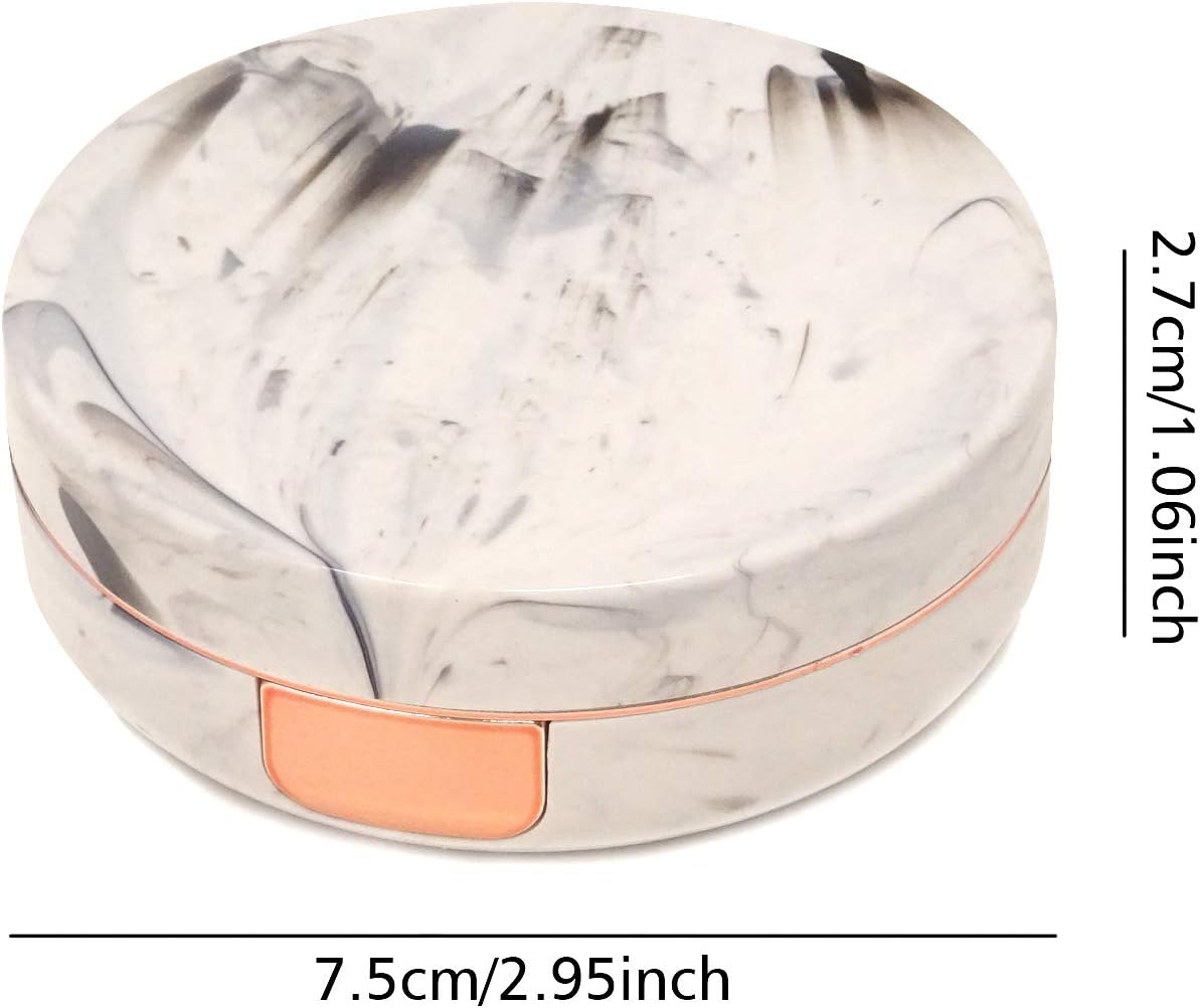 Honbay Fashion Marble Contact Lens Case Portable Contact Lens Box Kit with Mirror (Round) (Rose Gold) : Health & Household