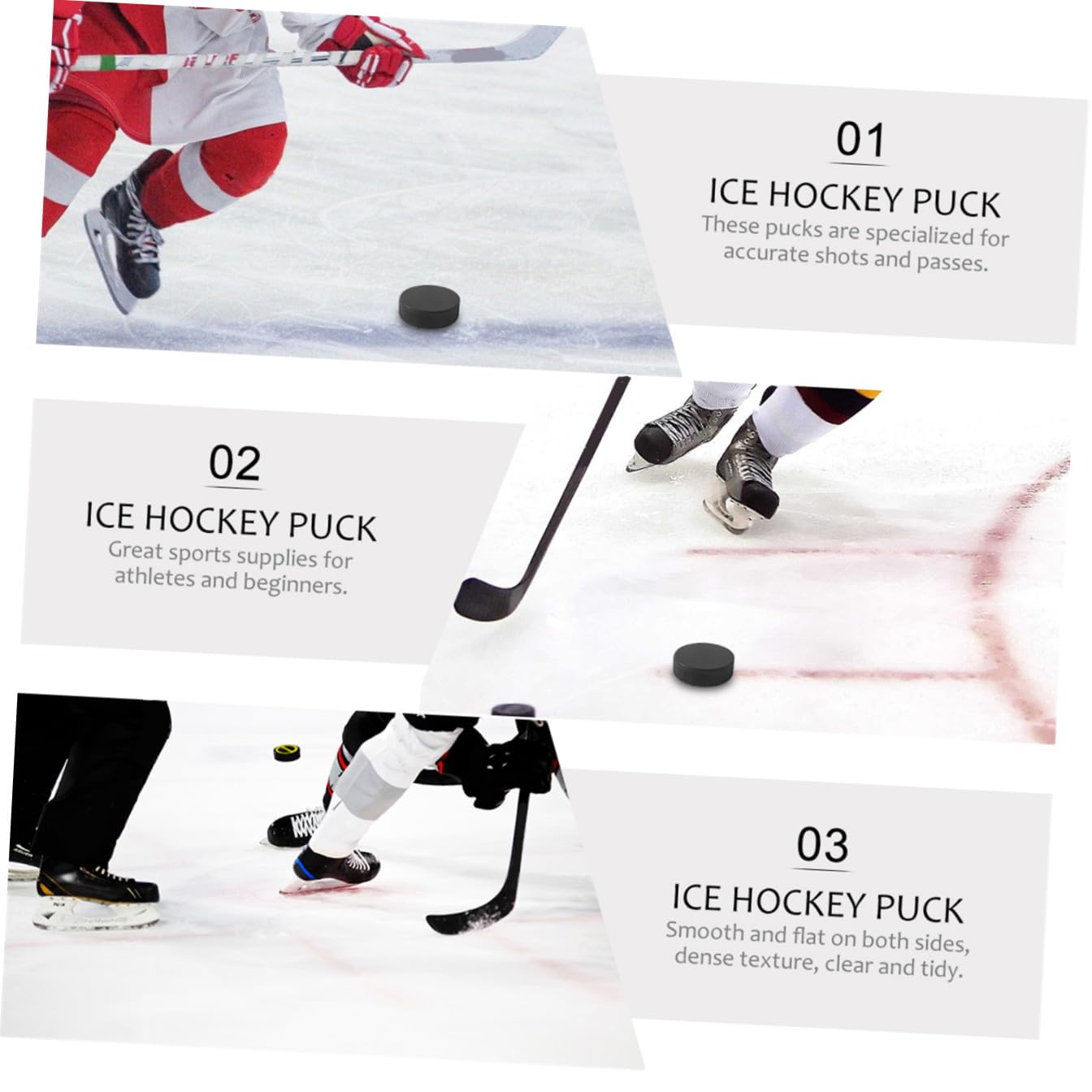 Palets D’entraînement de Hockey sur Glace 9 Pièces en Caoutchouc Noir