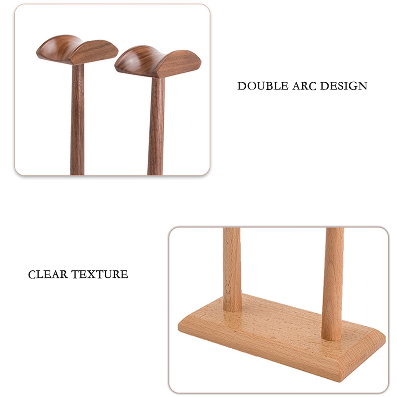 Soporte Auriculares/Soporte Cascos Auriculares de doble madera Soporte de soporte for auriculares creativos Estante de visualización compatible con auriculares de juego y auriculares inalámbricos Sopo