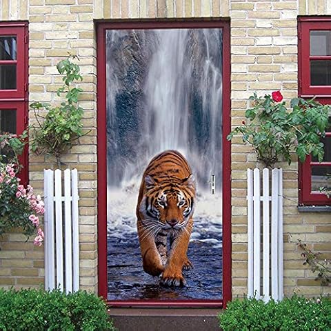 Animal Waterfall Tiger Wall Door Stickers Cover
