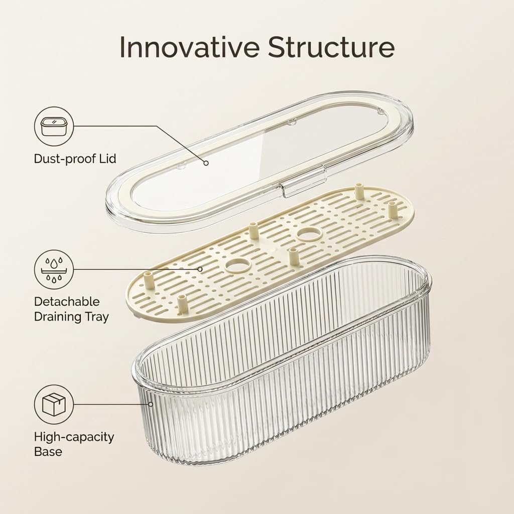 Flatware Tray with Lid,Silverware Tray with wavy patterns image 3