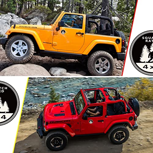 Image of Squatch Badge Rated Car Emblem, 4 x 4 Metal Automotive Bigfoot Badge 6D Metal Car Badges Emblems Round Emblem Decals Car Badge Decals Stickers Compatible with Jeep Wrangler Vehicles Trucks SUV