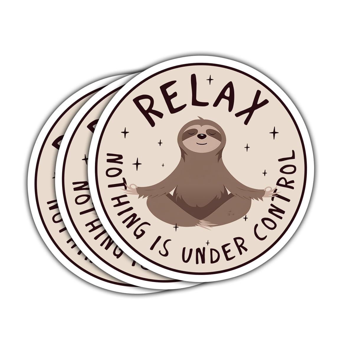 3 Pcs Relax Nothing is Under Control Sticker Chilling Sloth Yoga Stickers, Funny Sarcastic Adults Decal Inspirational Quote - Vinyl Sticker 3 Inches