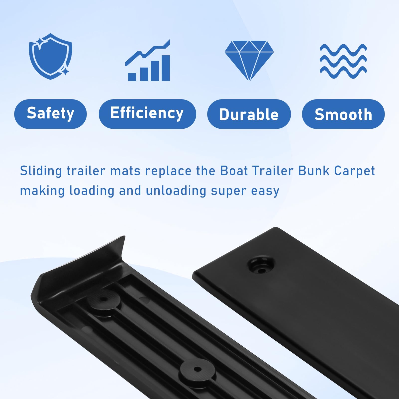 Chinflly Boat Trailer Bunk Slide Pads & Glide Bunk Enders – ABS, Fits 2” To 6” Bunks, For Easy Loading