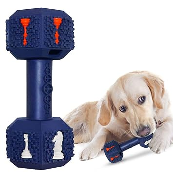 Hswaye Dumbbell Dog Chew Toys for Aggressive Chewers, Tough Durable Indestructible Dog Toys for Medium Large Dogs?Food Grade Non-Toxic Dental Pet Toy, Blue.
