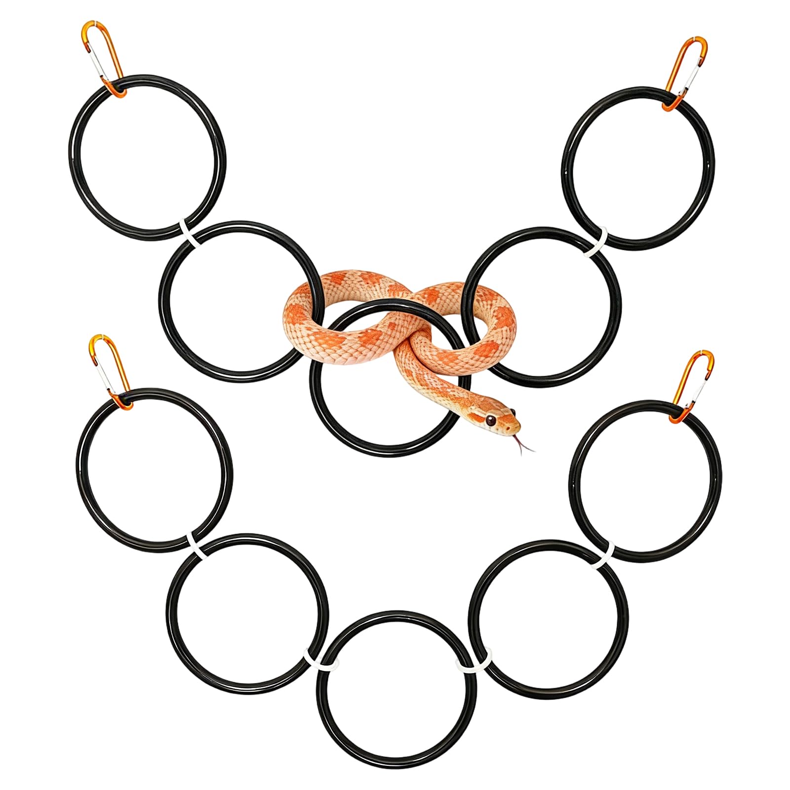 HUSOUE 2 PCS Snake Climbing Rings, Plastic Snake Enrichment Chain Hanging Ball Python Accessories for Reptile Tank Cage Enclosure