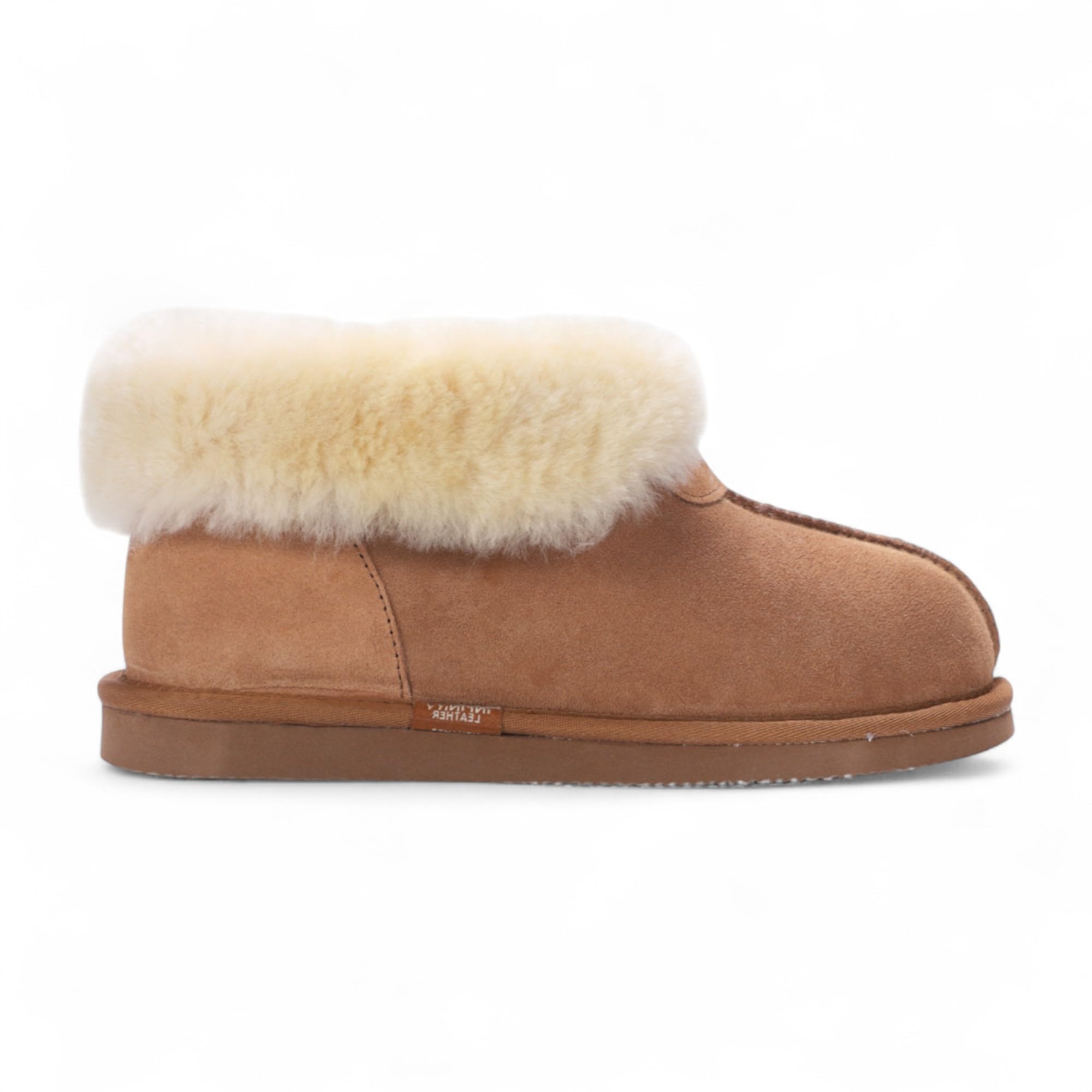 Infinity Leather Damskie buty z owczej skóry, zamszowe, wsuwane, zimowe, przytulne, z podszewką futrzaną, antypoślizgowe, ciepłe buty do użytku wewnątrz i na zimę, komfort