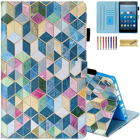 Dteck Case for Fire HD 8 Tablet (Previous Generation-8th/7th/6th Generation, 2018 2017 2016 Release) - Auto Sleep Wake Smart Case Synthetic Leather Protective Folio Wallet Stand Cute Cover (Mosaic)