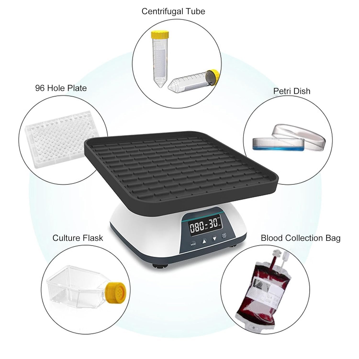 HHCCTEO Digital Orbital Shaker Adjustable Speed, Wide Application Digital Orbital Shaker 10° Tilting 10?80RPM Large Flat Tray for Chemistry