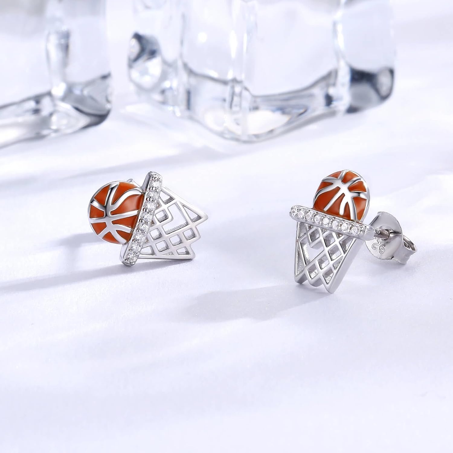Basketball Earrings Sterling Silver Hypoallergenic Basketball Stud Earrings for Women Sports Jewelry Gifts for Women Sports Lovers - Image 5