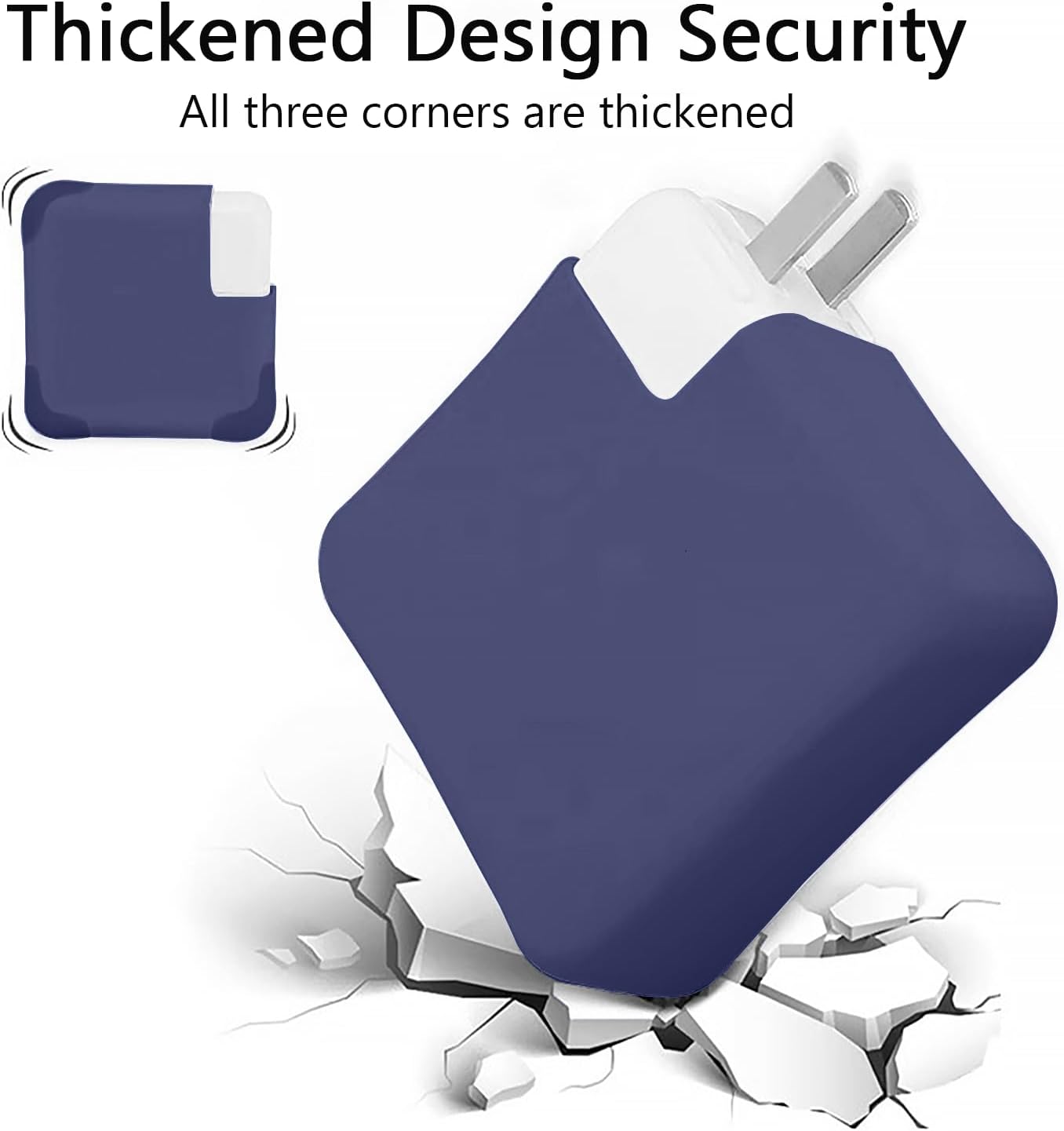 45W/70W Soft Silicone Charger Protective Case - for Apple MacBook Air 13.6 inch (M3 M2 2022 2023 2024) Air 15 inch (M3 M2) MacBook Pro 14 inch (M3 2023) - Power Adapter Cover,Navy Blue - Image 4