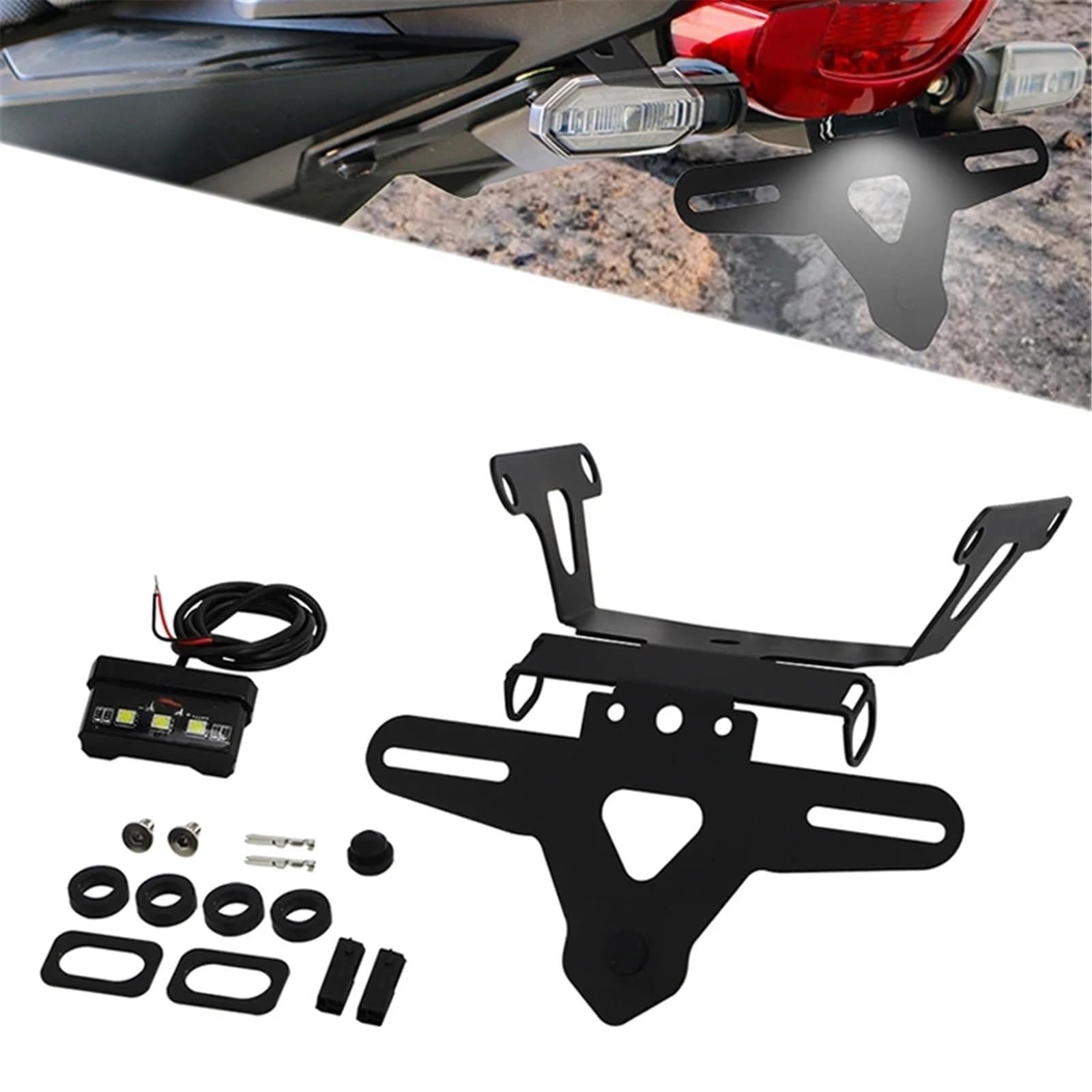 Kennzeichenhalter Kompatibel Mit CB650R Für CBR650R 2019-2023 Motorrad-Kennzeichenhalterung Nummernschildhalter Rücklichthalterung Zubehör(2019-2020)