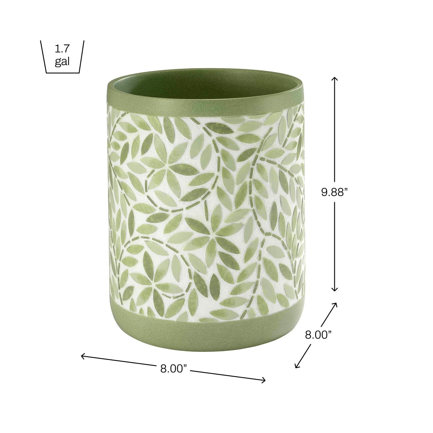 Avanti Linens Accessories Bathroom Essentials, Wastebasket, Green