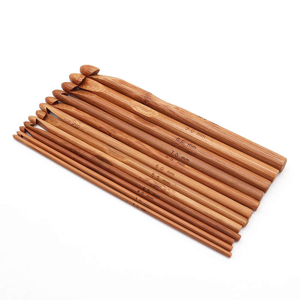 20 PCS Crochet di bambù Utensili manuali fai da te Manico in bambù carbonizzato Ago Maglioni all'uncinetto Abiti