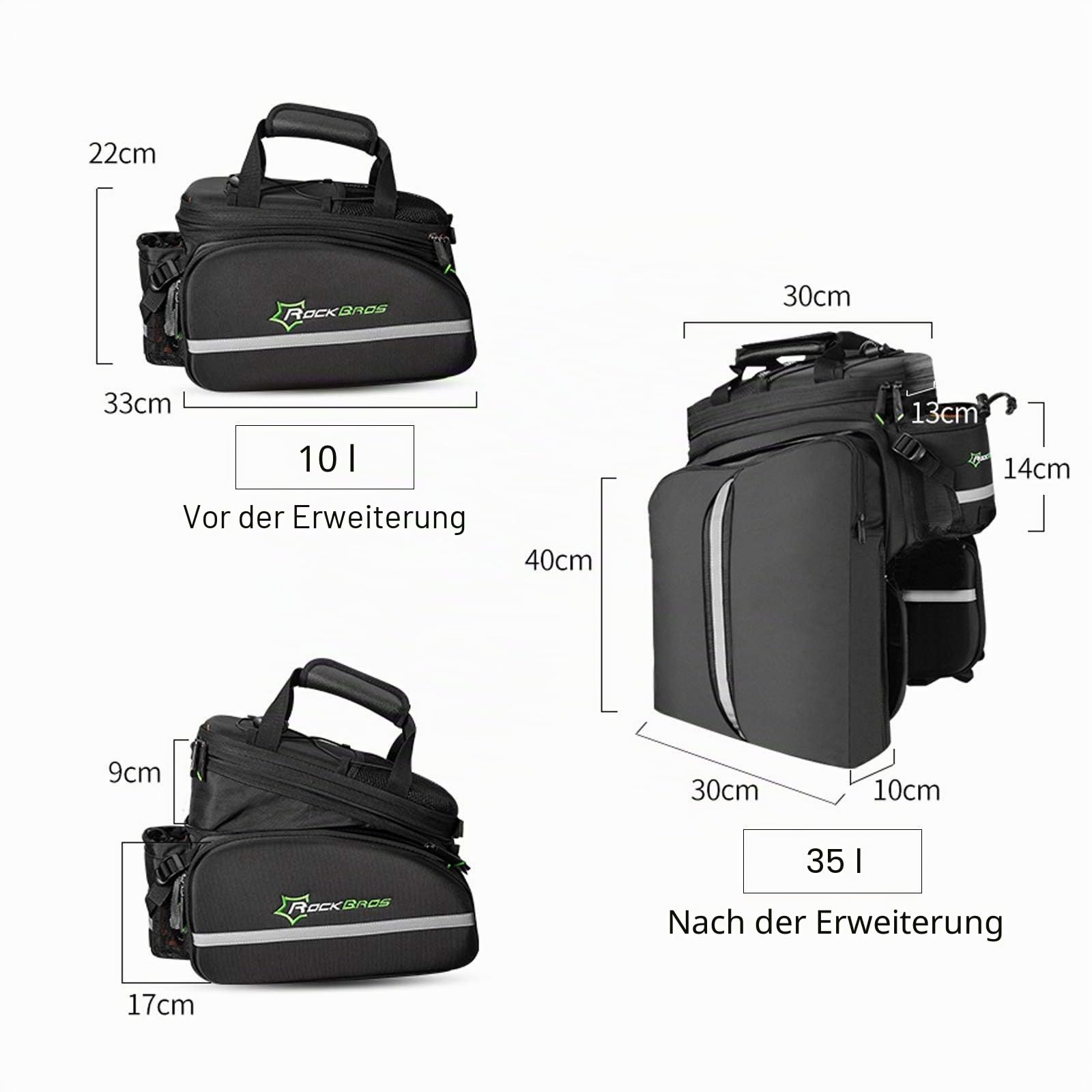 ROCKBROS wasserdichte Gepäckträgertasche Fahrrad mit Regenschutz | Transporttasche mit Schultergurt, Fahrradtasche für Gepäckträger, 17–35 L
