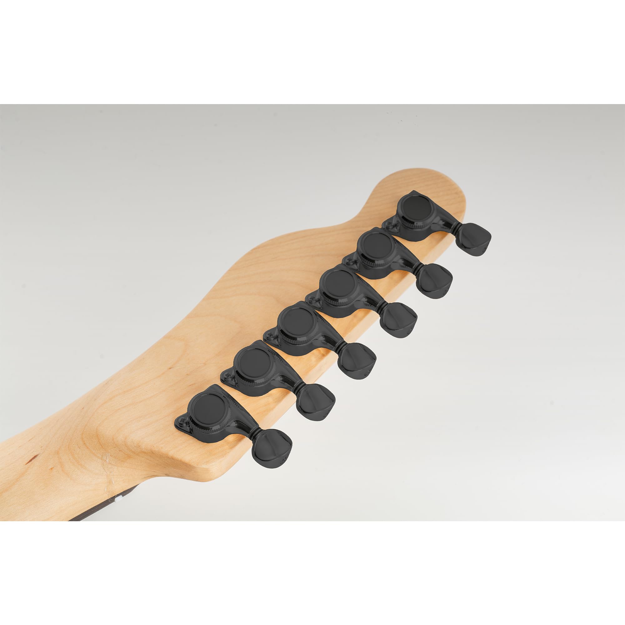 Musiclily Pro 6 en Línea Clavijas Bloqueo de Guitarra Clavijeros Ratio 18:1 para Guitarra Eléctrica Strat Tele, Negro con Botones Ovales Vintage
