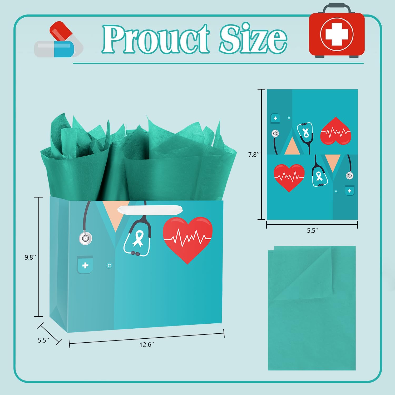 ysmile Nurse Graduation Gift Bag with Tissue Paper 12.6" Nursing Medical Grad Congrats Gifts