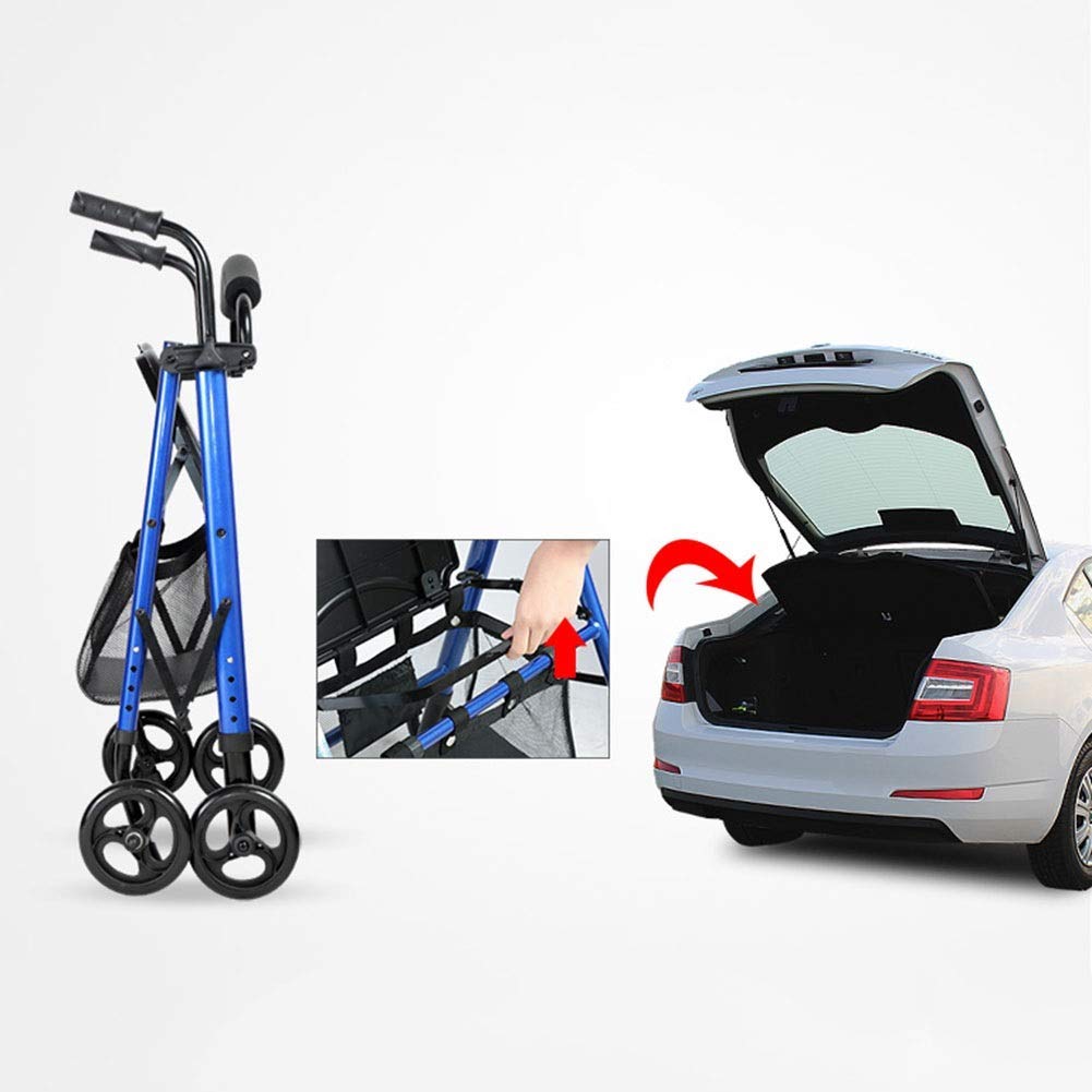 Polegaj na chodziku dla seniorów Rollator Chodzik dla osób starszych, wózek, z siedziskiem, lekki składany, wielofunkcyjny czterokołowy chodzik, pomoc w chodzeniu Wygodna rocznica vision