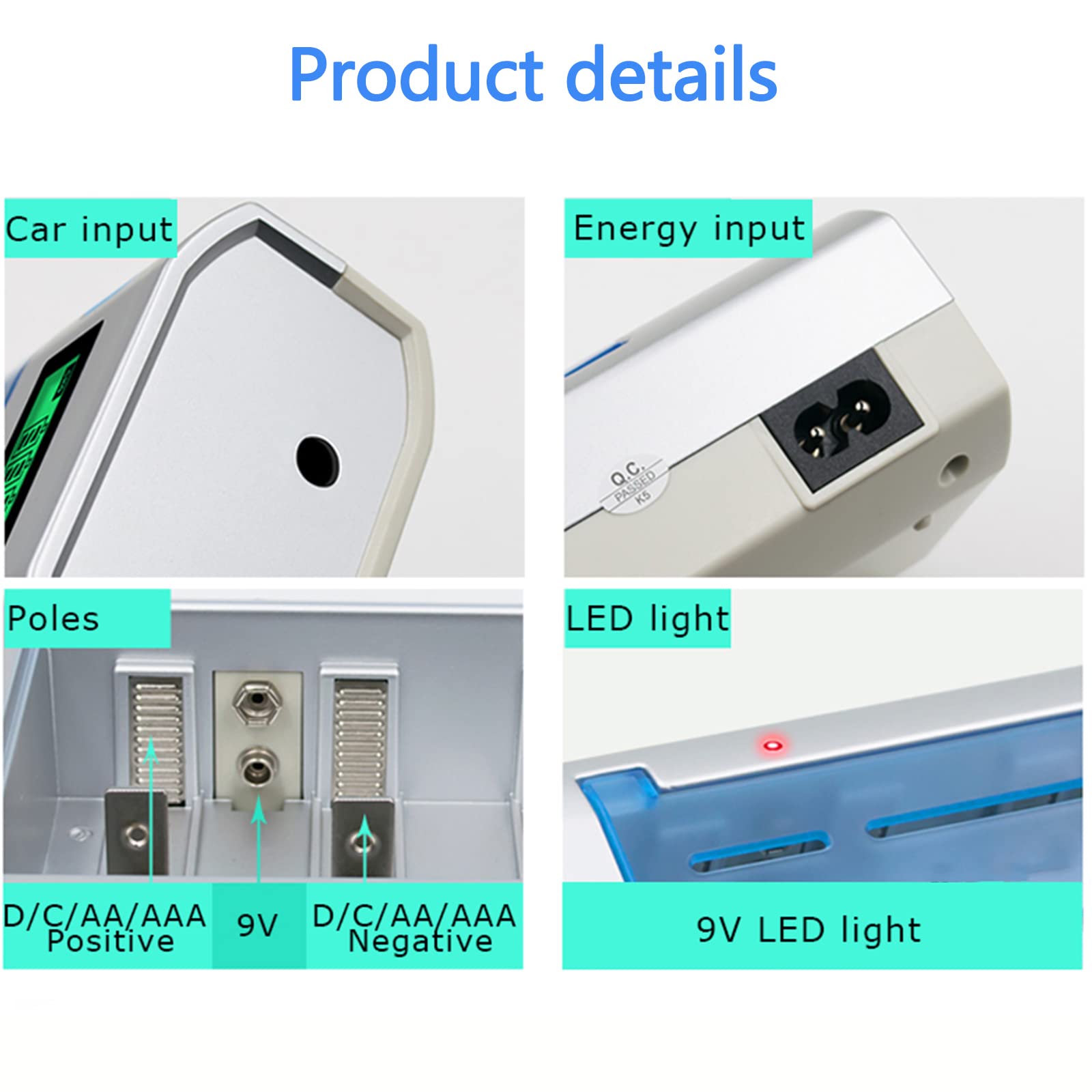 CITYORK Chargeur de Batterie Universel pour écran LCD avec Fonction de décharge pour Batteries AA, AAA, C, D, 9V NI-MH NI avec 4 Batteries NI-MH D Taille 10000mAh