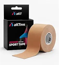 Fita Tape Bandagem Kinesio AKTive Tape Sport Kinesiology Anti alergico | Funcional Fisioterapia Muscular Esporte Musculação Evita Lesões | Cor Bege