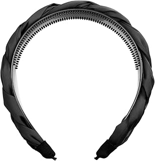 فوميز. شريط راس مضفر ملتف بتصميم فينتاج عريض، شريط راس بتصميم فينتاج لتزيين الشعر والمكياج والمكياج للنساء، شريط راس ملفوف من القماش، قطعتين (بوليستر)