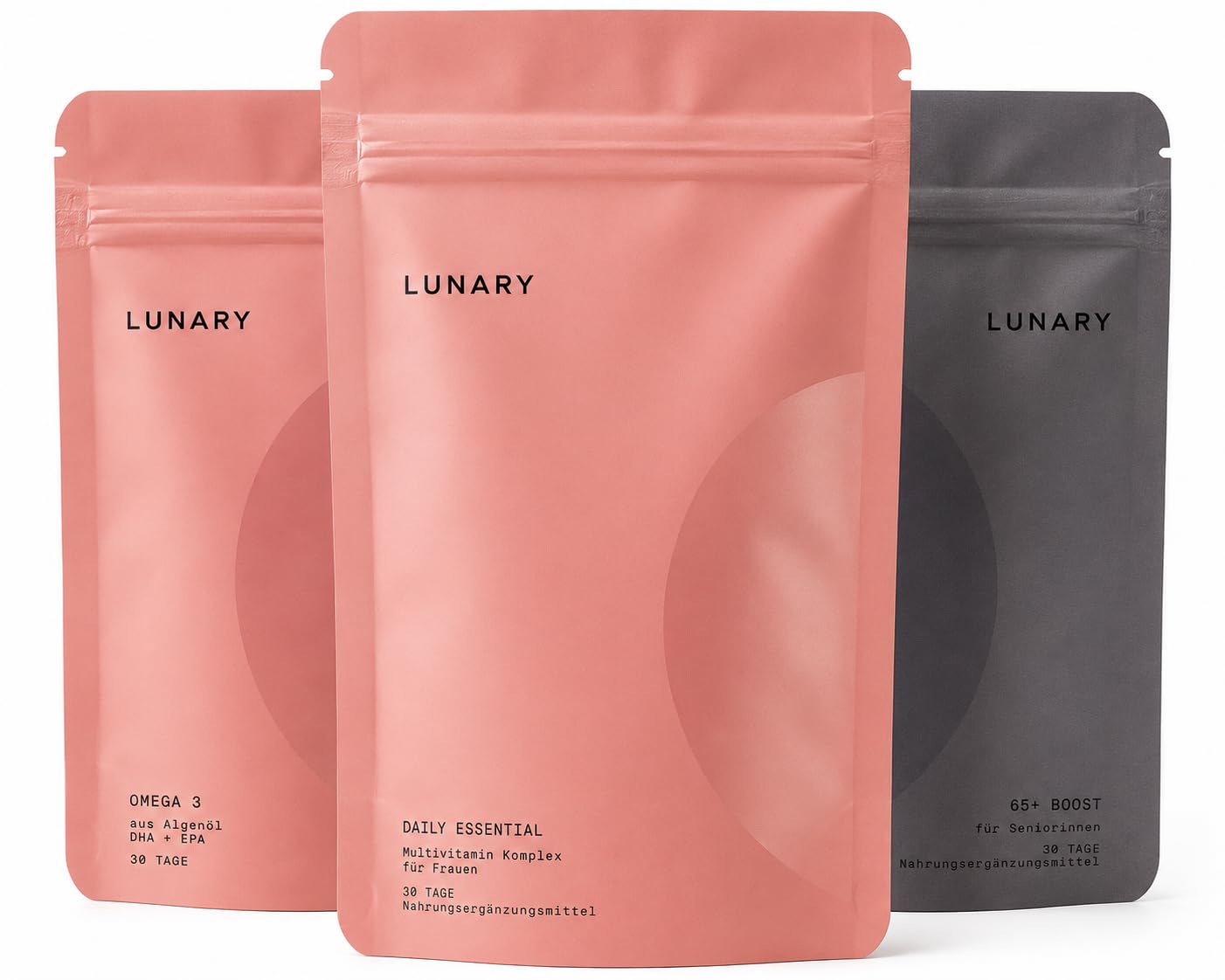 LUNARY 65+ Set | Multivitamin & Vitamin Supplements für Frauen ab 60+ | Vitamine, Mineralien & Ergänzungsmittel für Frauen ab 65+ | All-in-One Nahrungsergänzungsmittel mit Omega 3 | Supplement Set