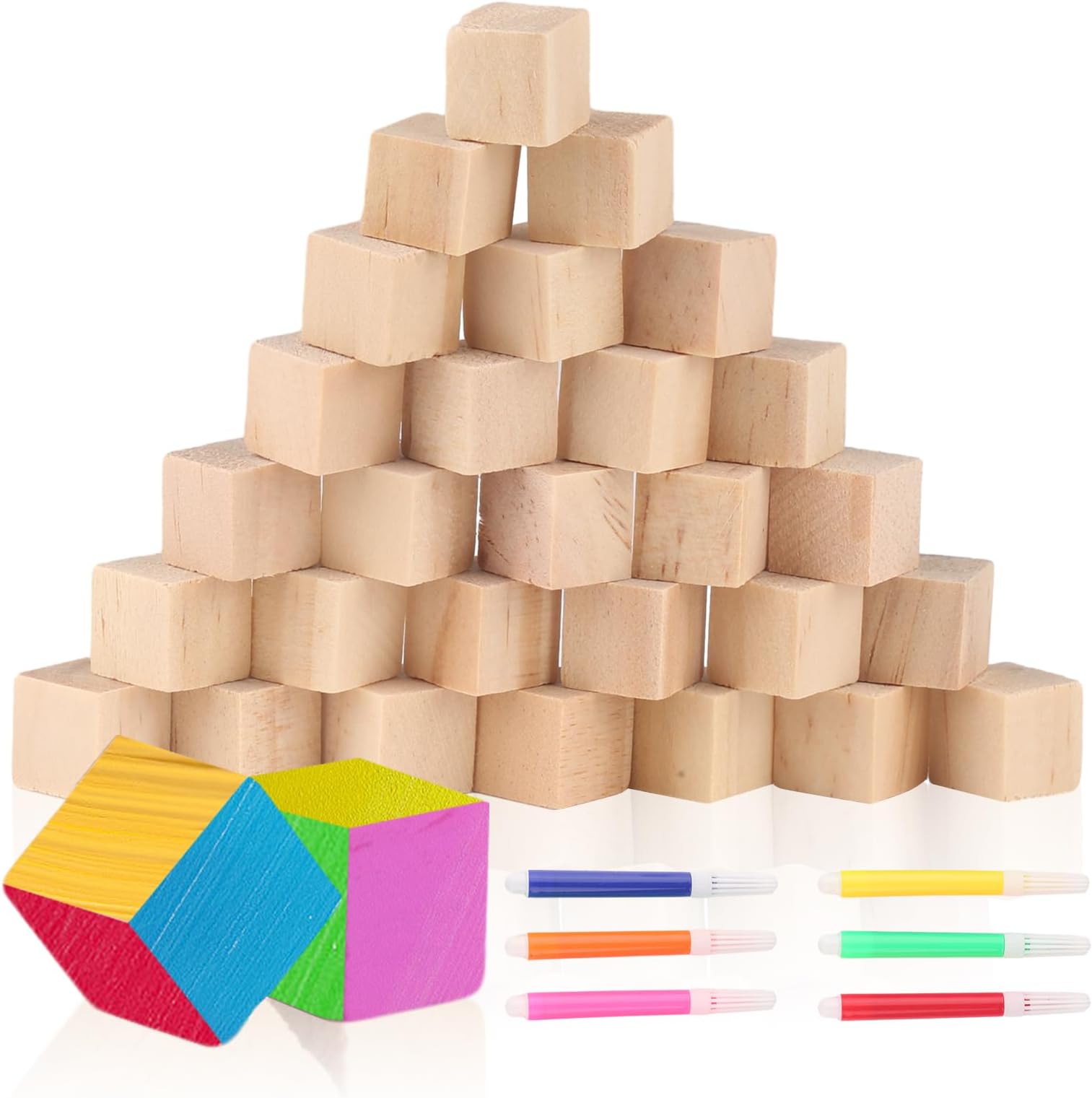 RVLZKCPG Wooden Blocks, Set of 500 Natural Pine Wood Cubes, 10 mm, for Crafts, Painting, DIY Decoration