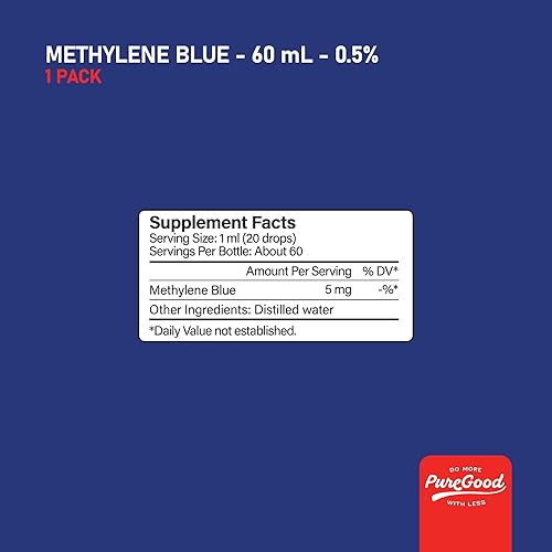 Miniatura 8 de Azul de metileno de grado farmacéutico 0.5% (2.0 fl oz), probado por terceros grado USP para humanos, formaldehído y sin alcohol azul de metileno
