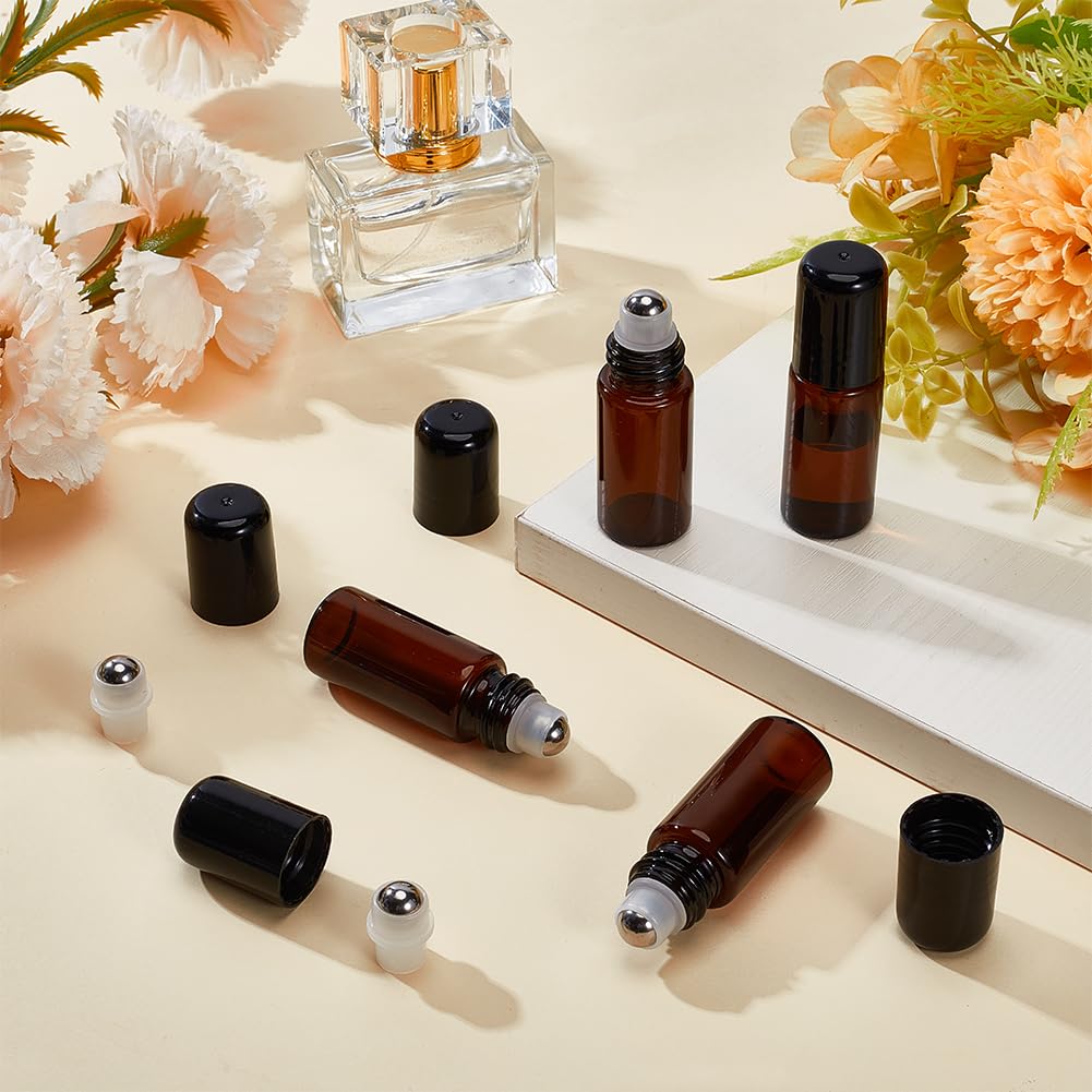 GORGECRAFT 24 kit D'Embouts à Bille pour Flacons D'Huiles Essentielles (9mm) Comprenant des Billes en Acier Inoxydable Un Bouchon Noir pour Flacons de 5~15 ML D'Huiles Essentielles de Cosmétiques.