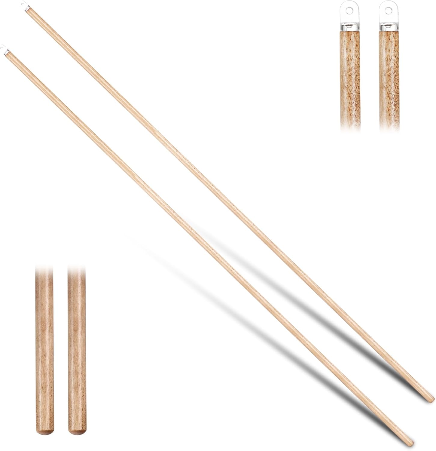 Bokon 2 Pieces Blind Wand Vertical Blinds Stick Replacement with Hook and Handle for Window Opener Accessory (Wood,30 Inch) Wood 30 Inch