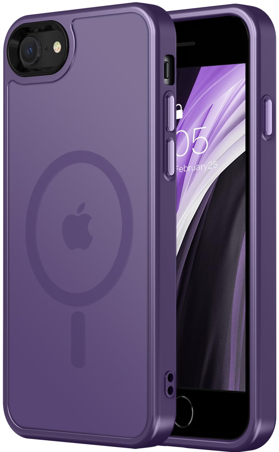 Vooii Upgraded Magnetic for iPhone SE Case 3rd/2nd/2020, iPhone 8/7 Case [Compatible with Magsafe] [Mil-Grade Protection] Slim & Pocket-Friendly Translucent Protective Case Cover, Deep PurpleGlobal Recycled StandardGlobal Recycled StandardGlobal Recycled Standard