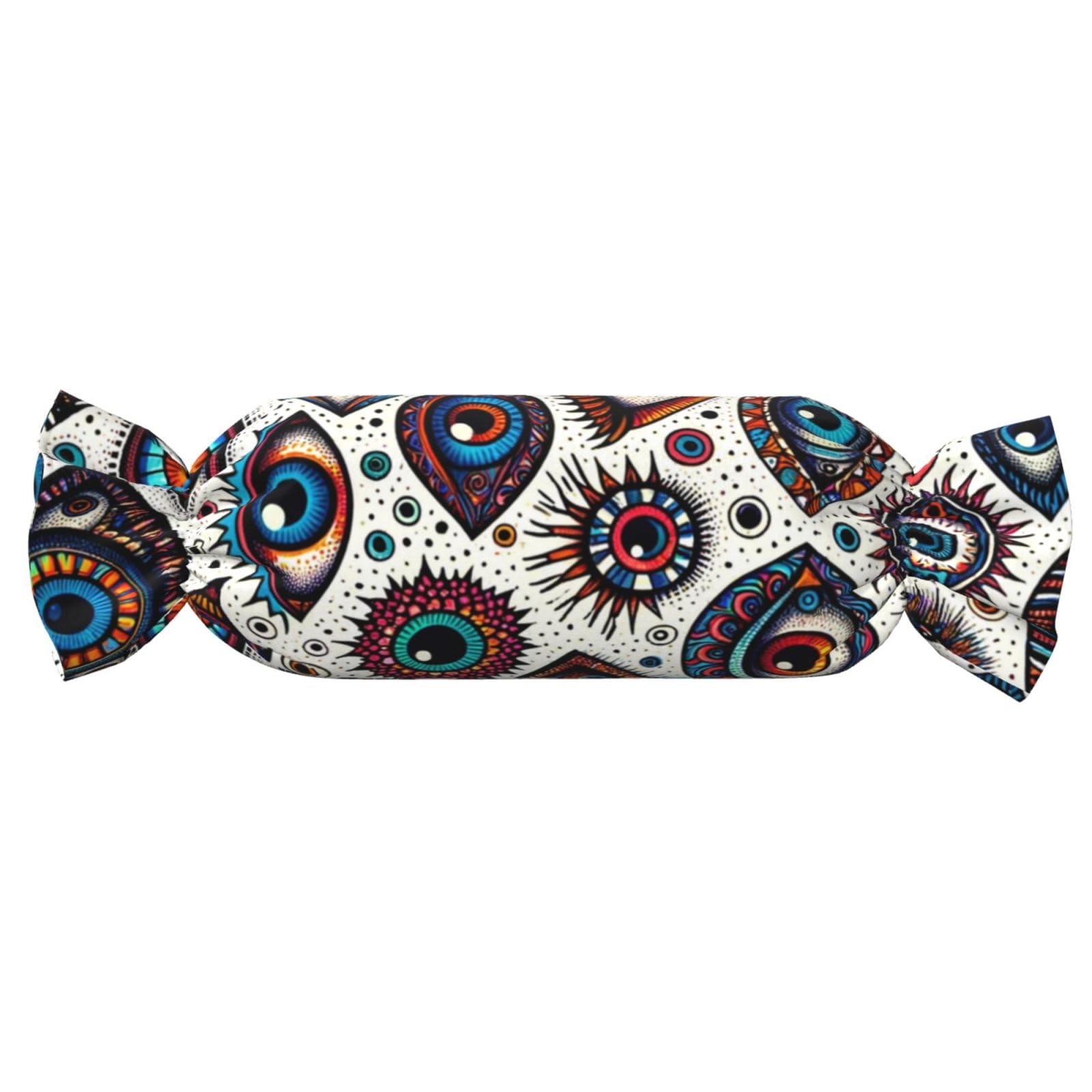 Augenstern Candy-Shaped Pillow with Insert Colorful-Evil-Eye Candy Tube Cushion with Filling