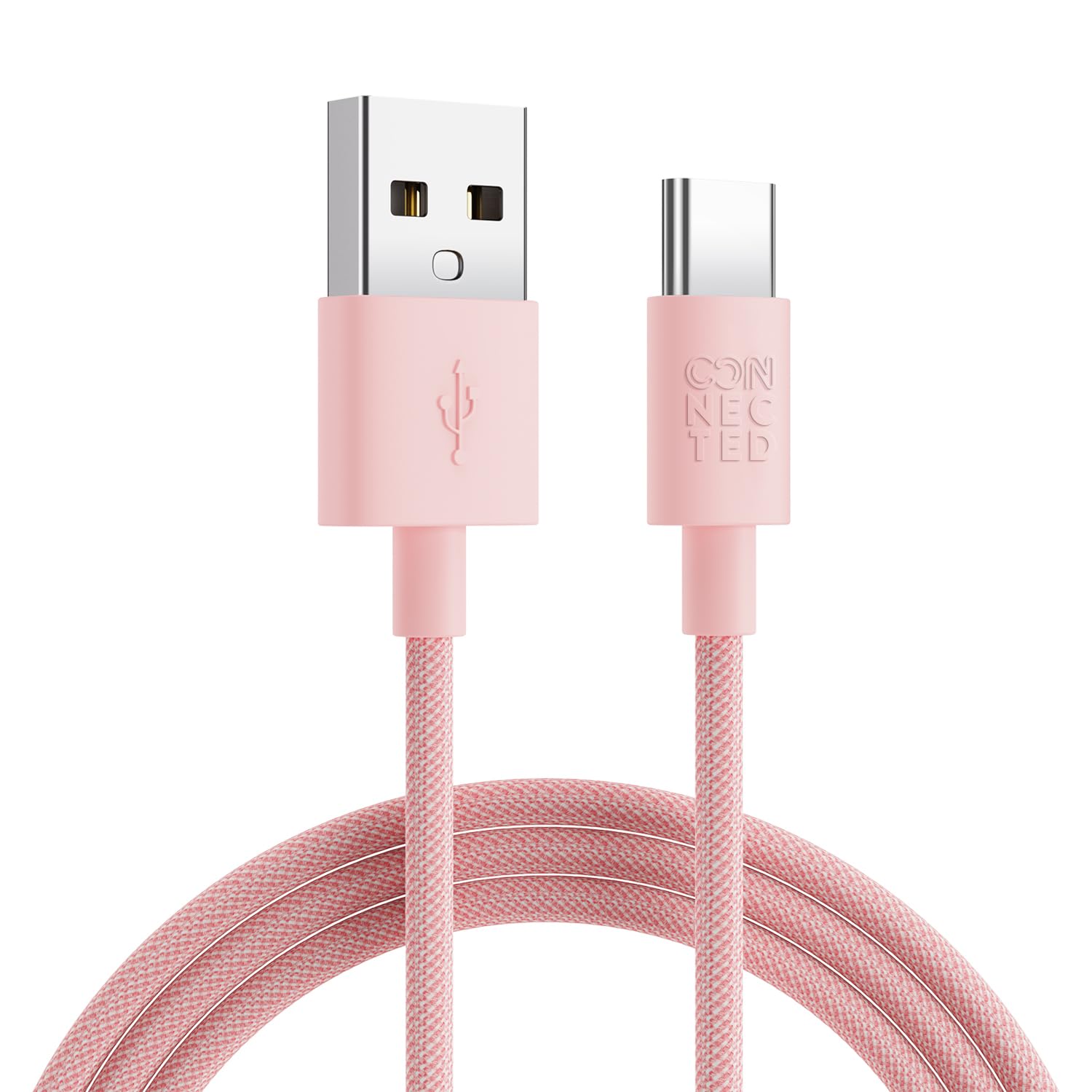 Connectedtybe C Cable | iPhone Samsung Fast Charger Cable | USB C Braided Charging Cable | 1.2m (Pink)