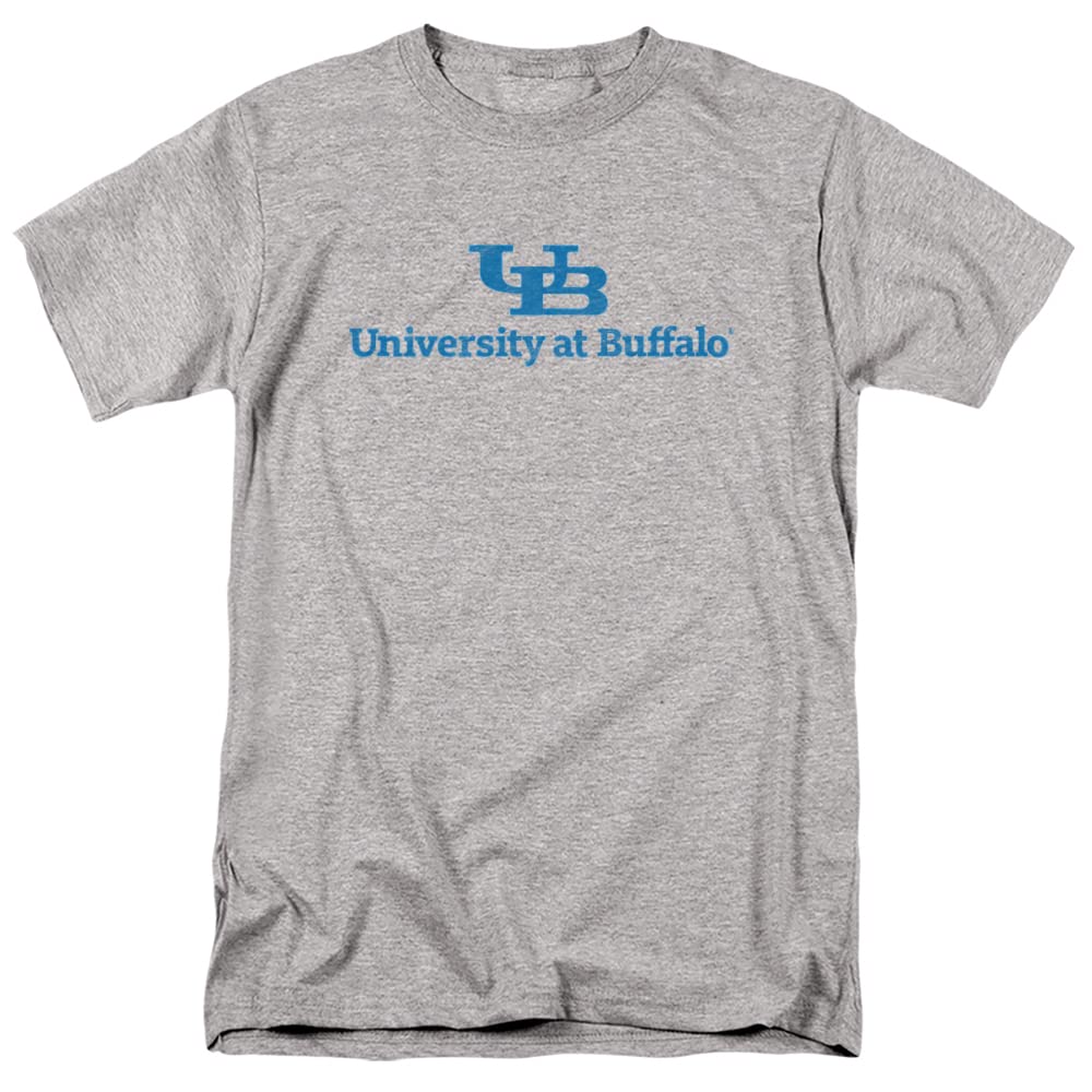University at Buffalo Official Distressed Primary Logo Unisex Adult T Shirt,Athletic Heather, Large