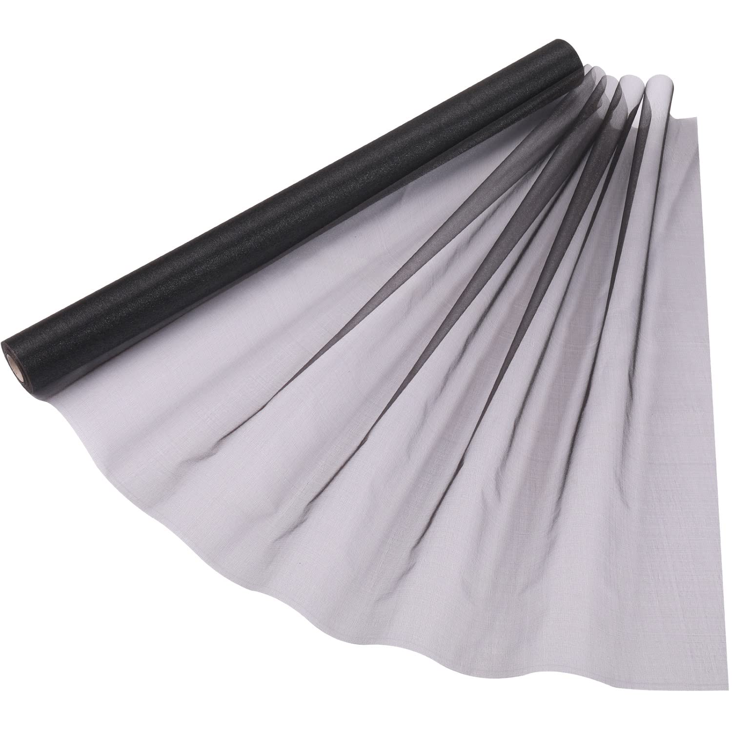 70cm x 15m Roll of Organza Sheer Fabric - Elegant Decorative Cloth for Wedding Chair Bows, Table Runners, Party Favours - Crafting Supplies for Ribbons, Dress Accents,and Bags, Black