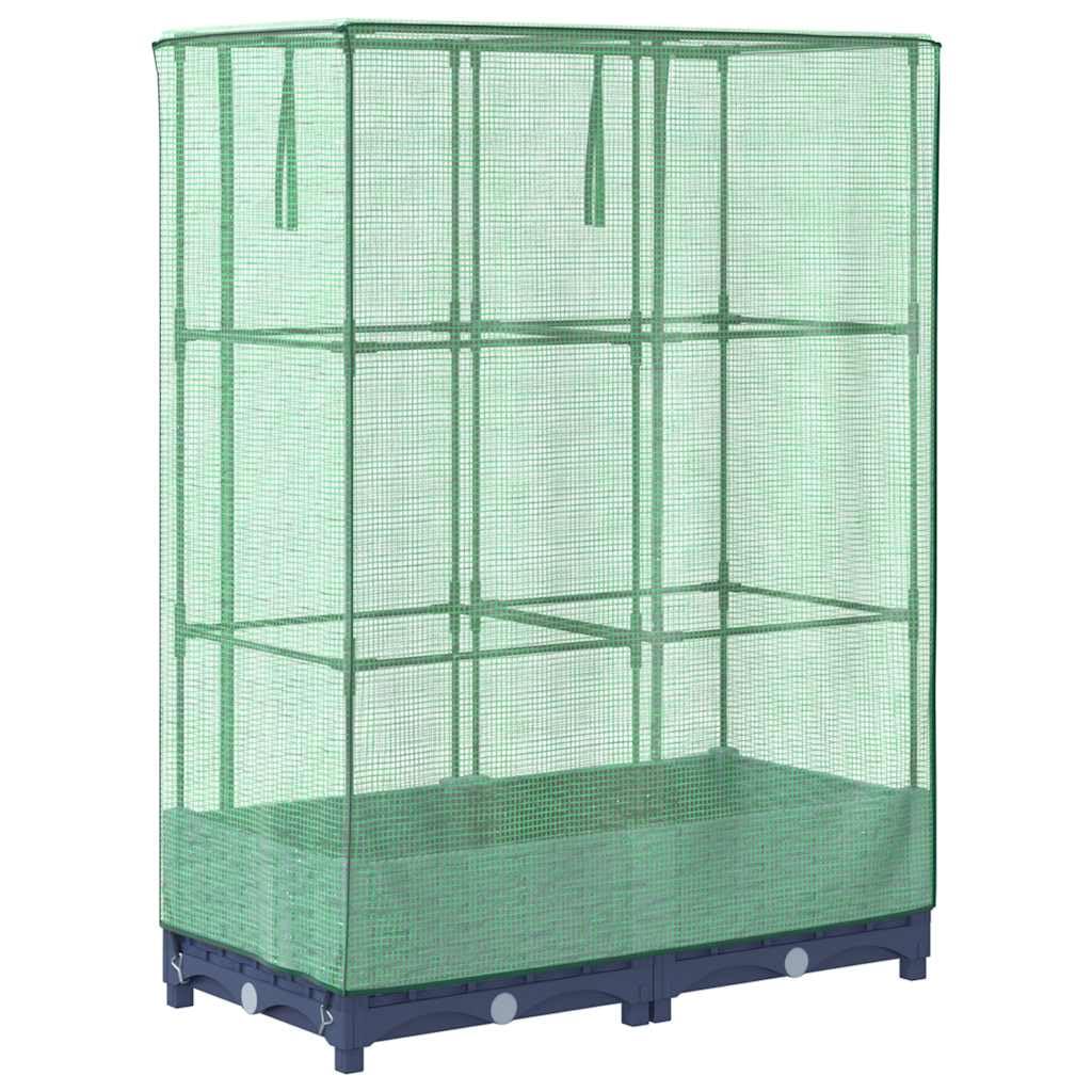 Aiuola Rialzata con Serra Effetto Rattan 80x40x123 cm | Fioriera da esterno in PP grigio per coltivare erbe aromatiche e fiori su balcone, terrazza o giardino.