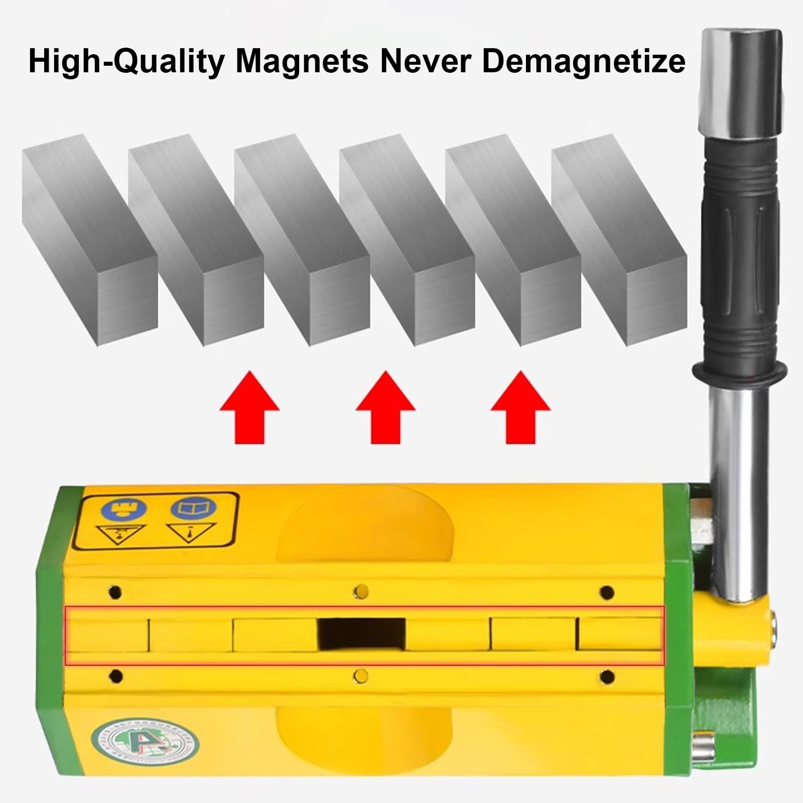 Sollevatore Magnetico Permanente, Divaricatore Calamita Potente, Magnete di Sollevamento con Rilascio, per Paranco, Gru da Officina, Blocco, Tavola(100kg/220lb)