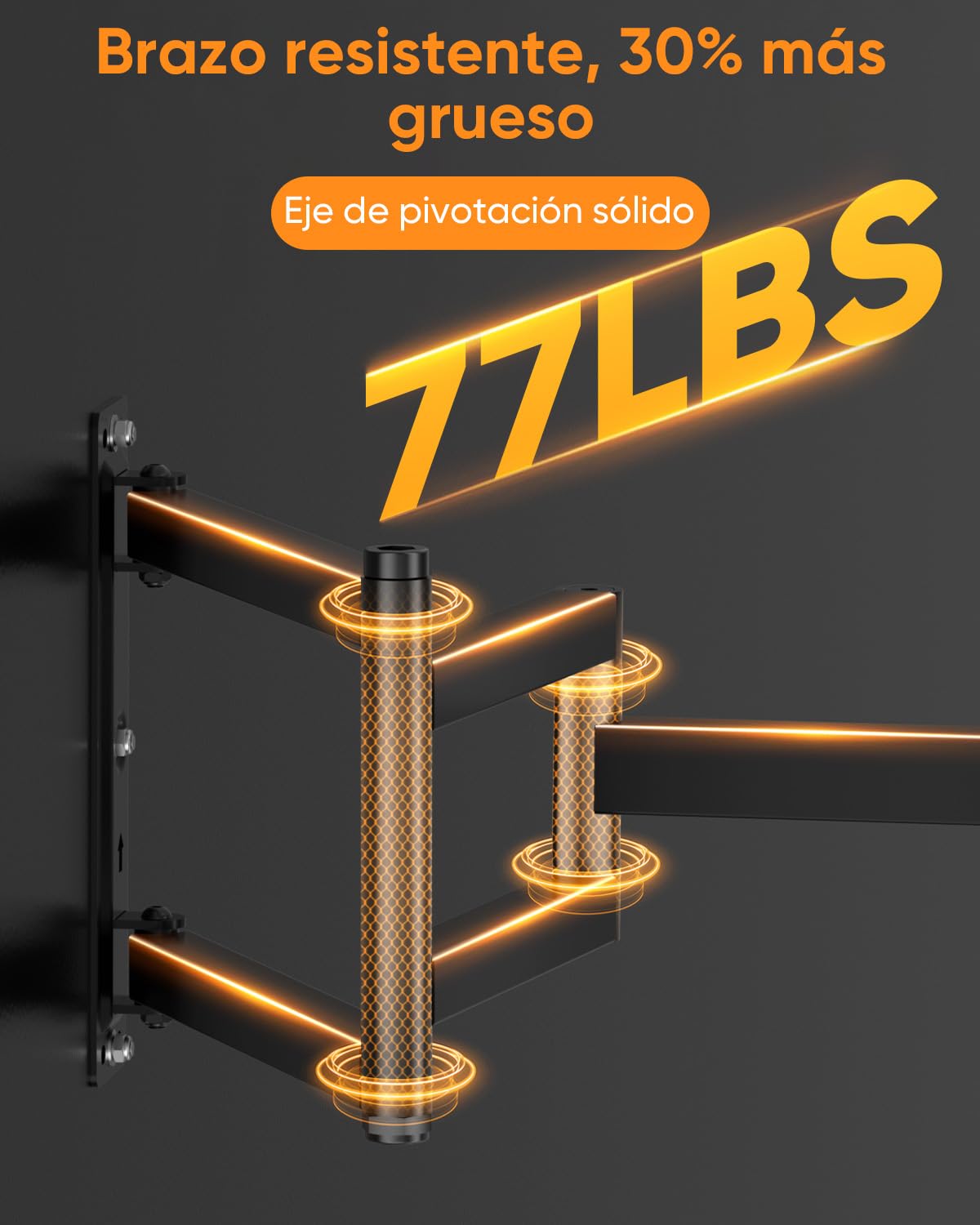 FORGING MOUNT Soporte TV Pared 26-65 Pulgadas con 820mm Brazo Articulado Extralargo, Soporte Pared TV Inclinable y Giratorio con Brazos Tres, Máximo VESA 400x400 mm hasta 35kg