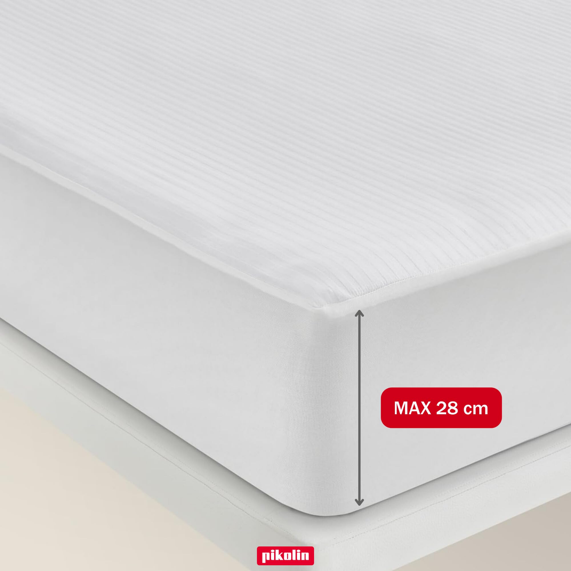 PIKOLIN - Coprimaterasso Traspirante in Cotone 100% Naturale 160x200 cm | Antirughe, Chiusura a L | Adatto a Materassi fino a 30 cm, Lavabile in Lavatrice | Certificato OEKO-TEX