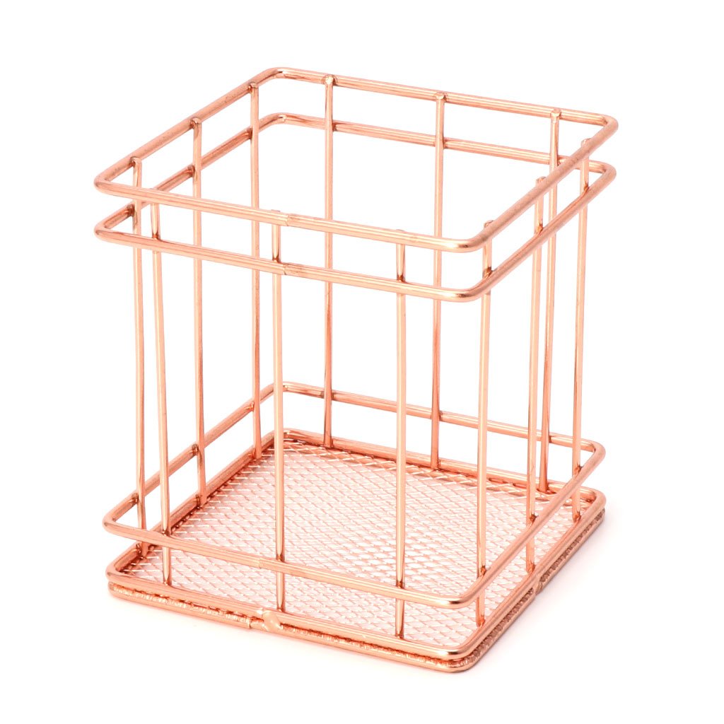 YoungerY (1pc rose gold storage basket container organizer storage box - square pen holder